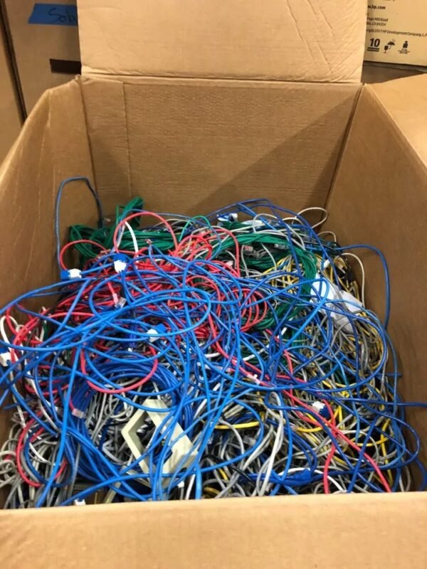 Boxes of cat5 and cat6 Ethernet cables Box of Ethernet cables